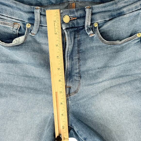 Good American Good Legs Crop Blue665 Light Wash Raw Hem Skinny Jeans size 4 / 27 - Picture 6 of 9